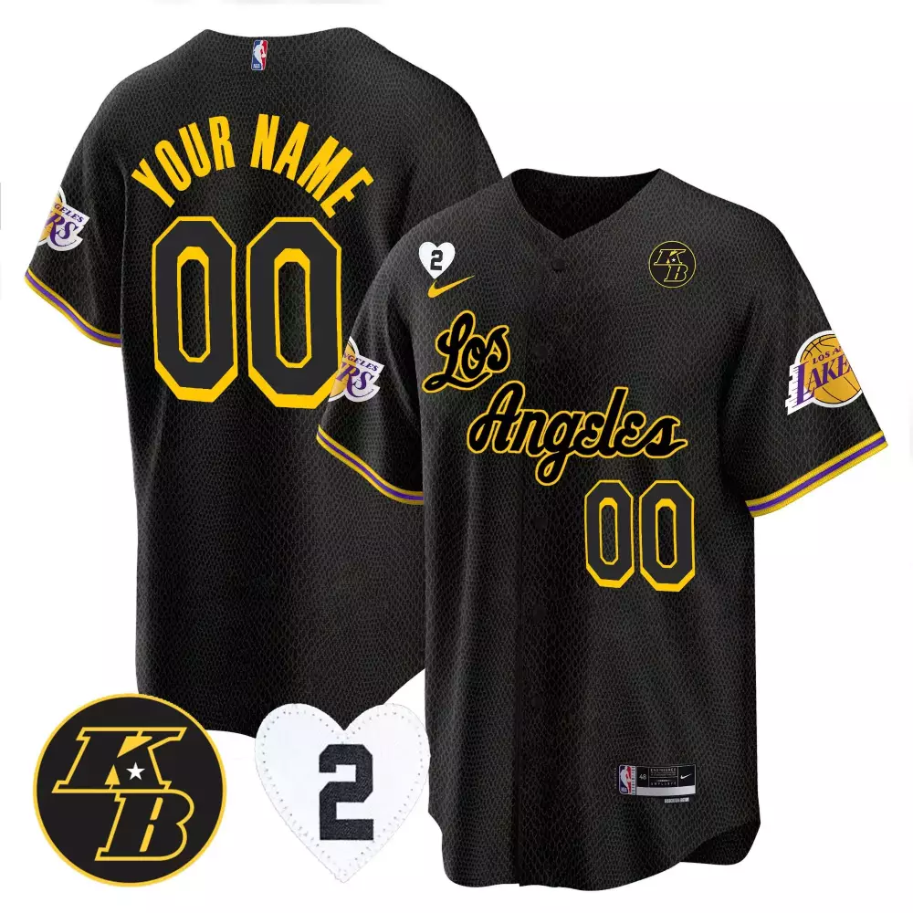 Custom Los Angeles Lakers Jersey Black Kobe Bryant Tribute Men Alternate Yellow Purple