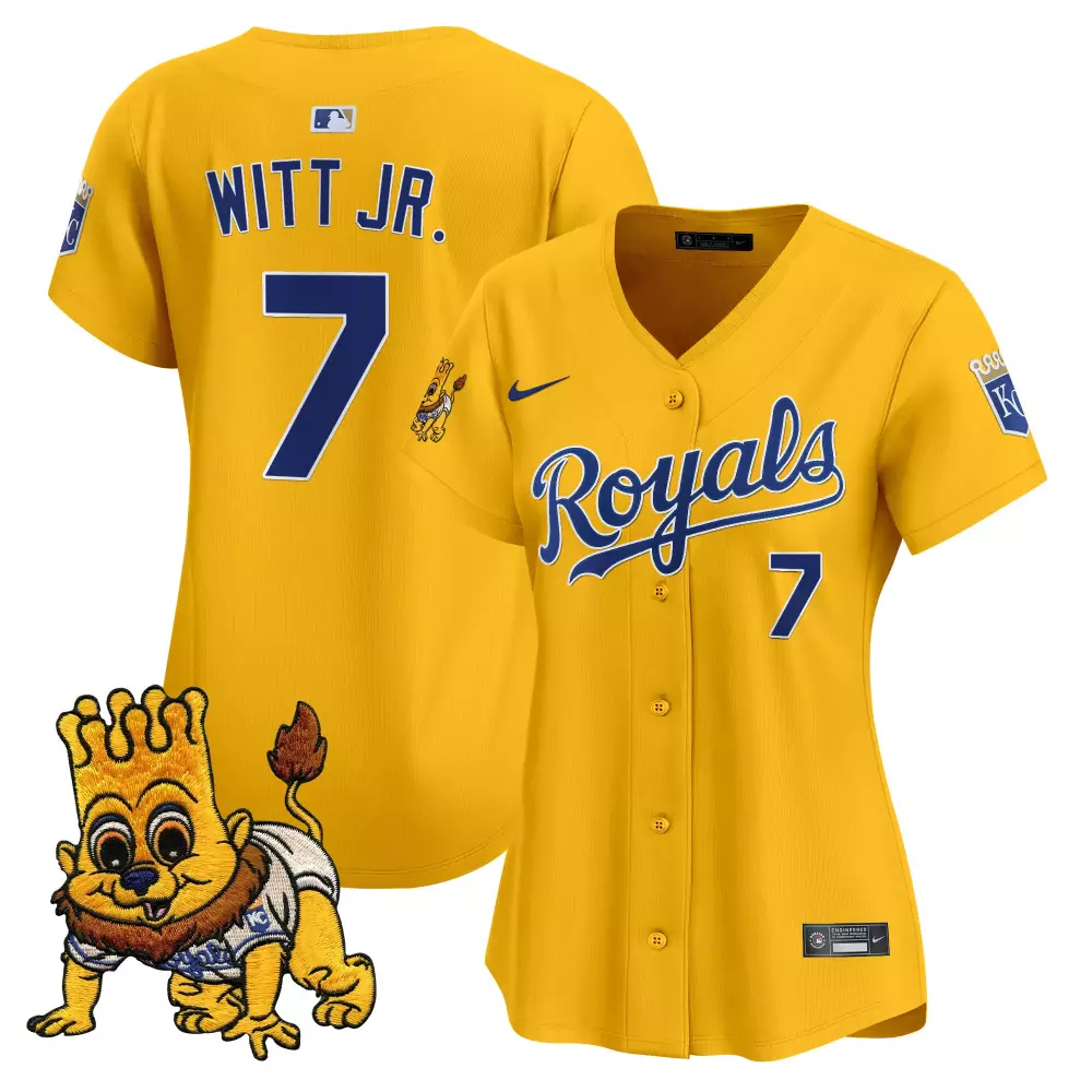 Bobby Witt Jr. 7 Royals Jersey Yellow Crown Kc Men Blue Vapor Embroidered