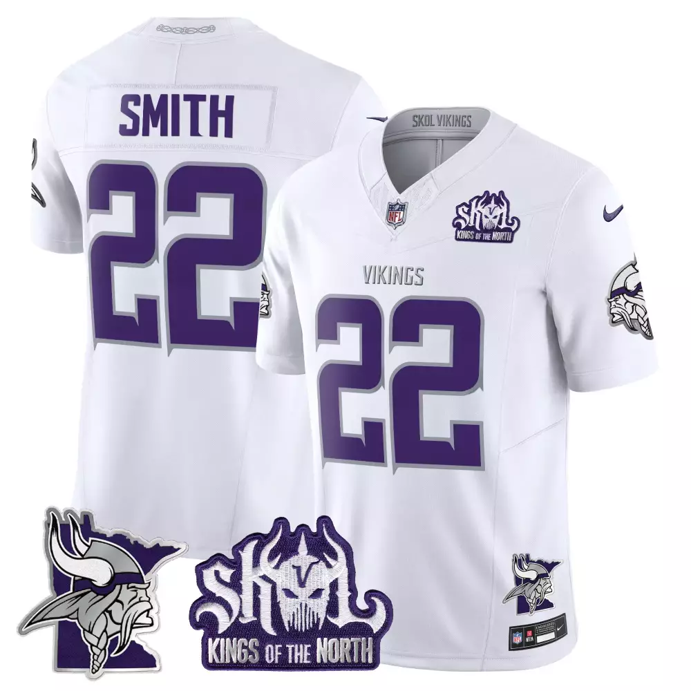 Harrison Smith 22 Vikings Jersey White Skol Kings North Minnesota Shape Men Purple