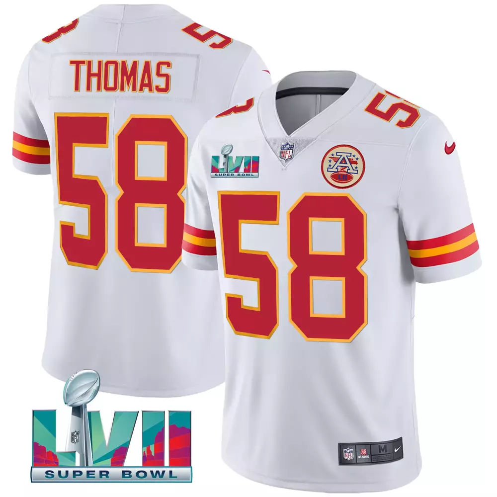 R Mason 58 Kansas City Chiefs Jersey White Super Bowl Lvii Champions 2022 Men Authentic
