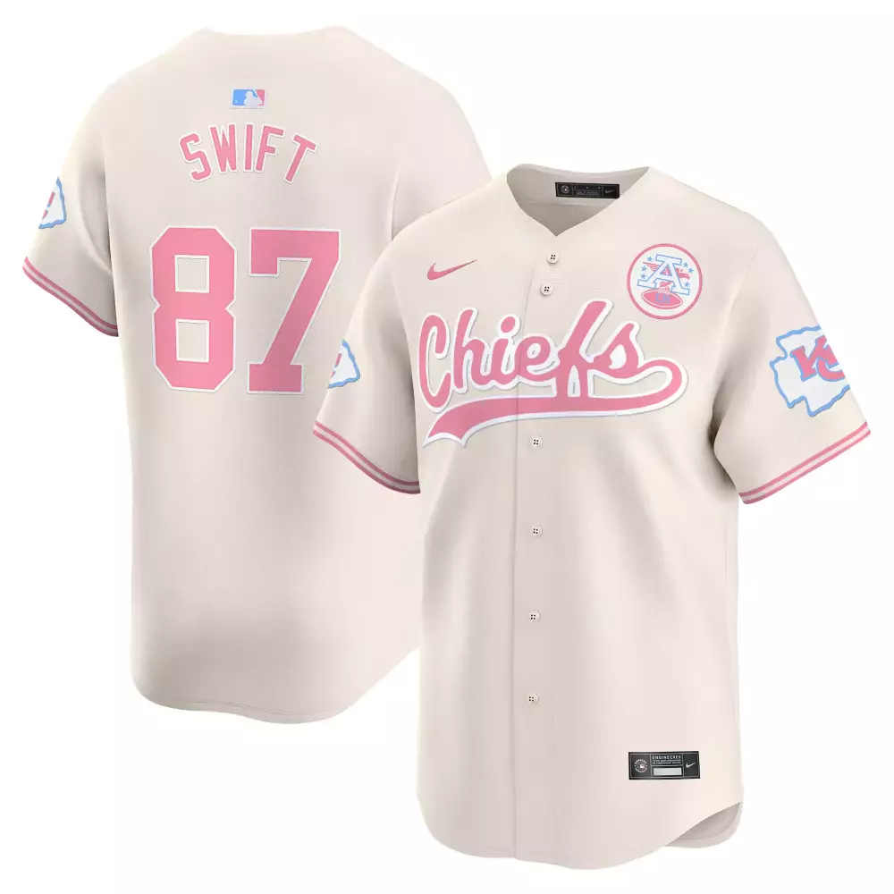 Swift 87 Chiefs Jersey Cream Men Alternate Pink Light Blue All Stitched Vapor