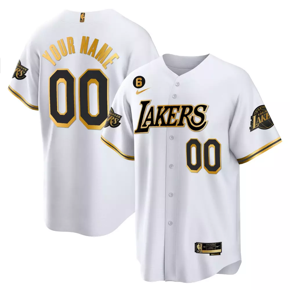 Custom Los Angeles Lakers Jersey White Men Black Gold All Stitched Vapor