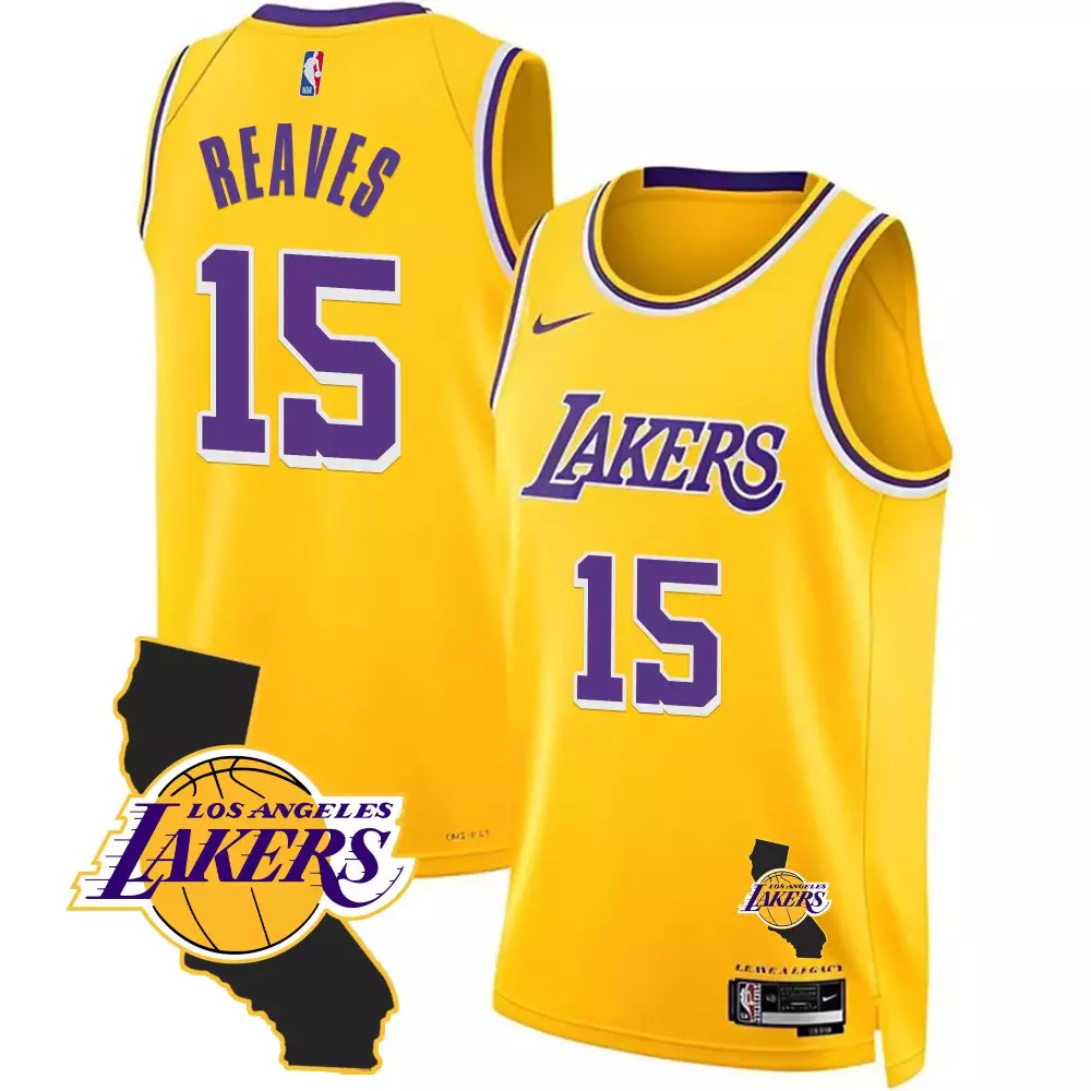 Austin Reaves 15 Jersey Yellow California Classic Los Angeles Lakers Men Purple White