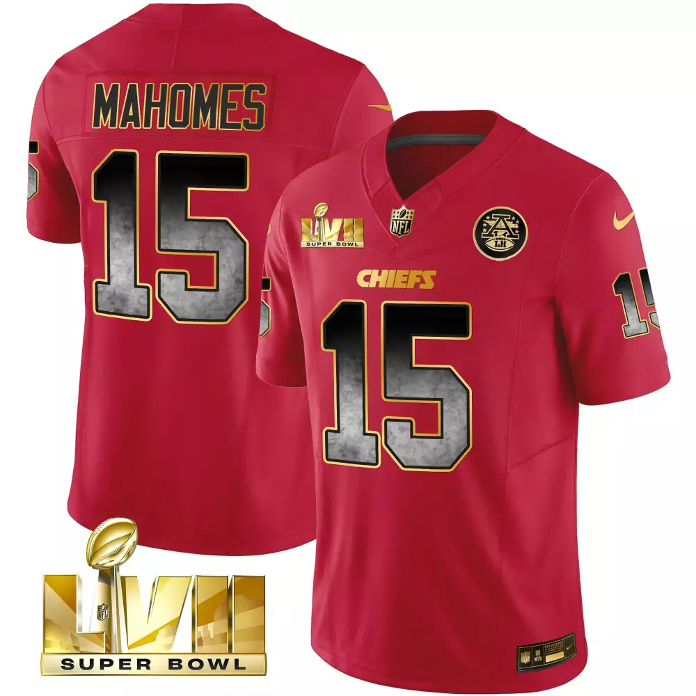 Patrick Mahomes 15 Chiefs Jersey Red Super Bowl Lvii Men Gold Black Grey Vapor All