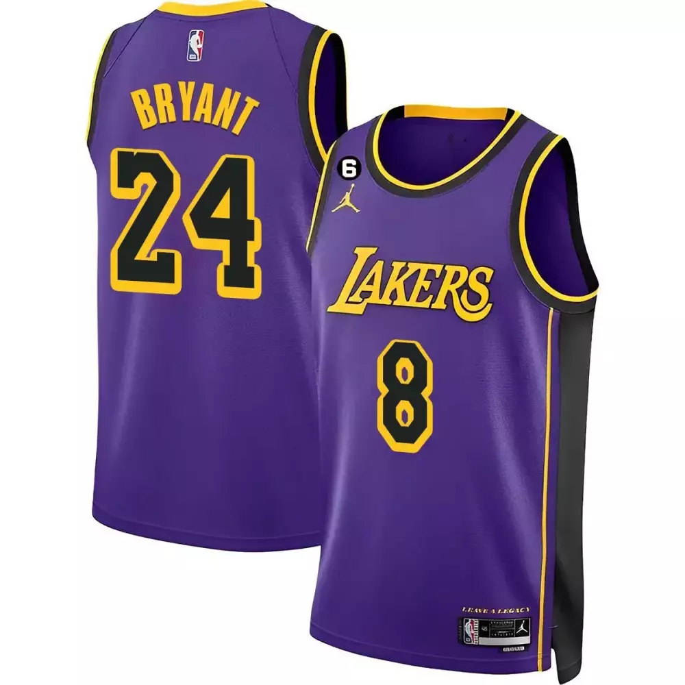 Kobe Bryant 24 Lakers Jersey Purple Men Yellow Black Collection All Stitched