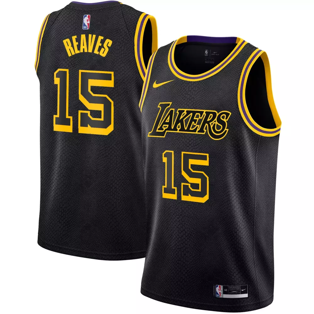 Austin Reaves 15 Lakers Jersey Black Men Yellow Purple Swingman All Stitched
