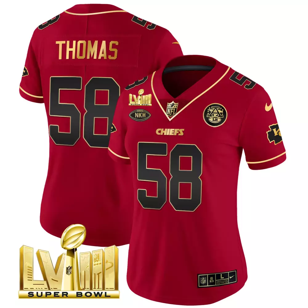 R Mason 58 Chiefs Jersey Red Super Bowl Lvii Nkh 2023 Men Game Gold Black All Stitched