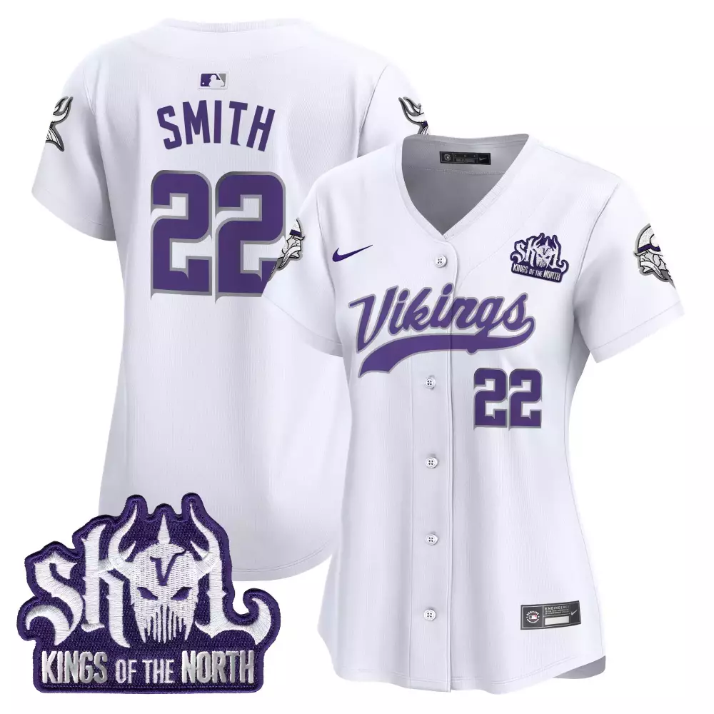 Harrison Smith 22 Vikings Jersey White Skol Kings Of The North Women Purple Vapor