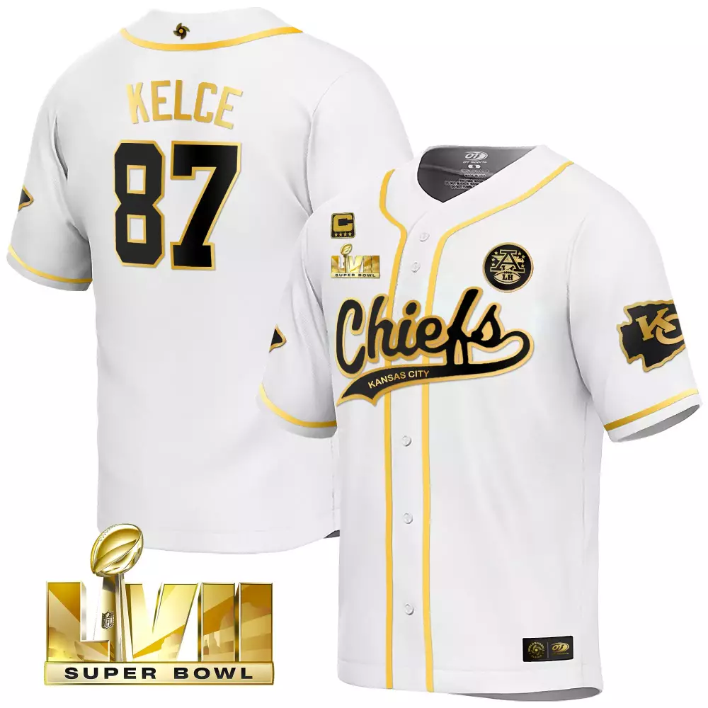 Travis Kelce 87 Jersey White Super Bowl Lviii Kansas City Chiefs Captains Men Black