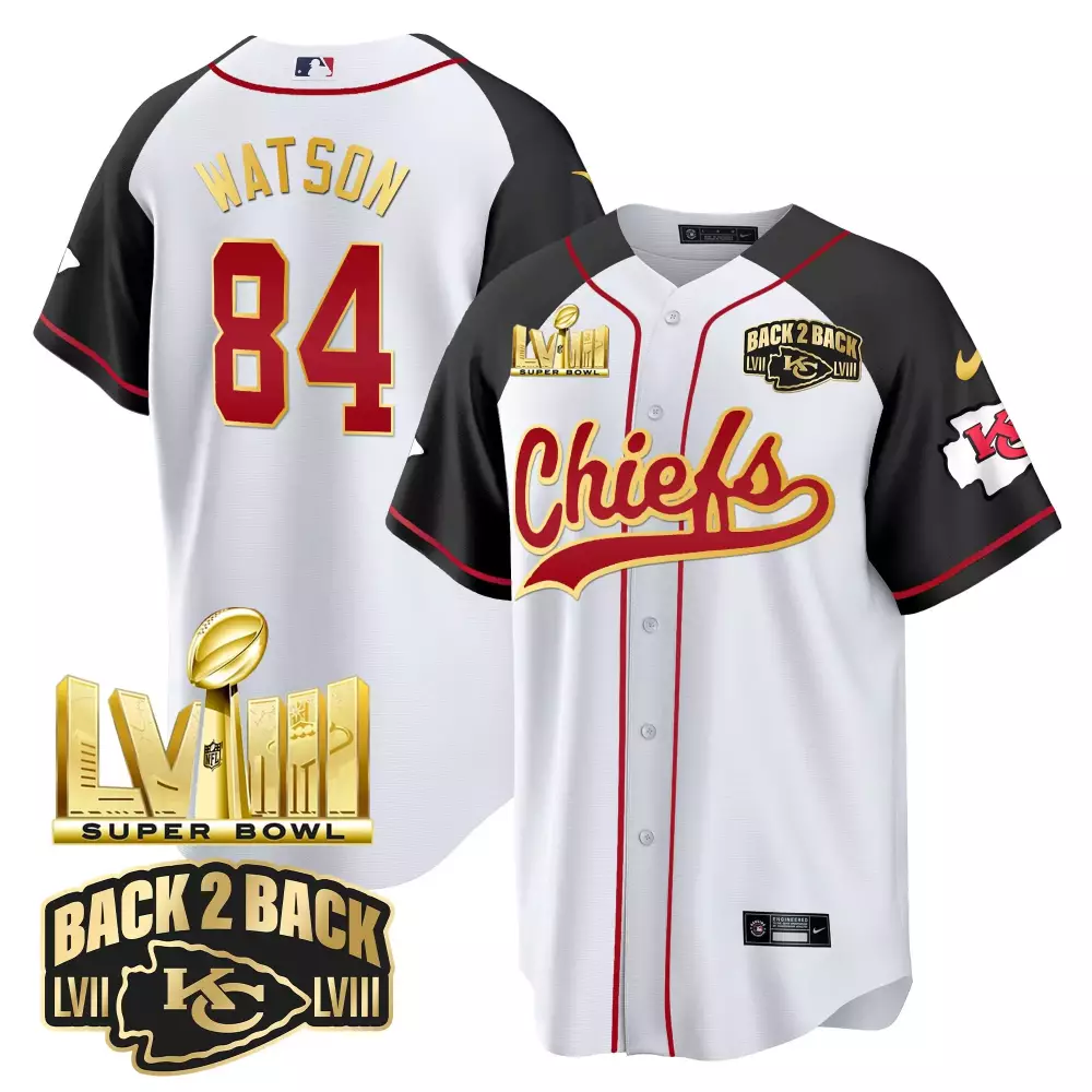 Watson Back 84 Chiefs Jersey White 2 Super Bowl Lviii Lvii 2023 Men Red Black Stitched
