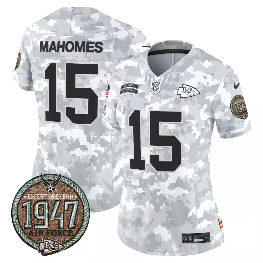 Patrick Mahomes 15 Jersey White Salute To Service Kansas City Chiefs 1947 Air Force