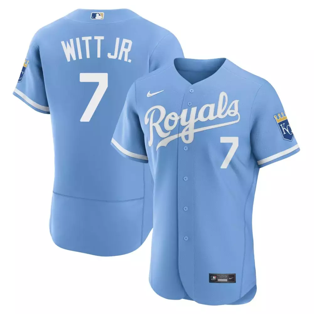 Bobby Witt 7 Royals Jersey Light Blue Men White All Stitched Vapor