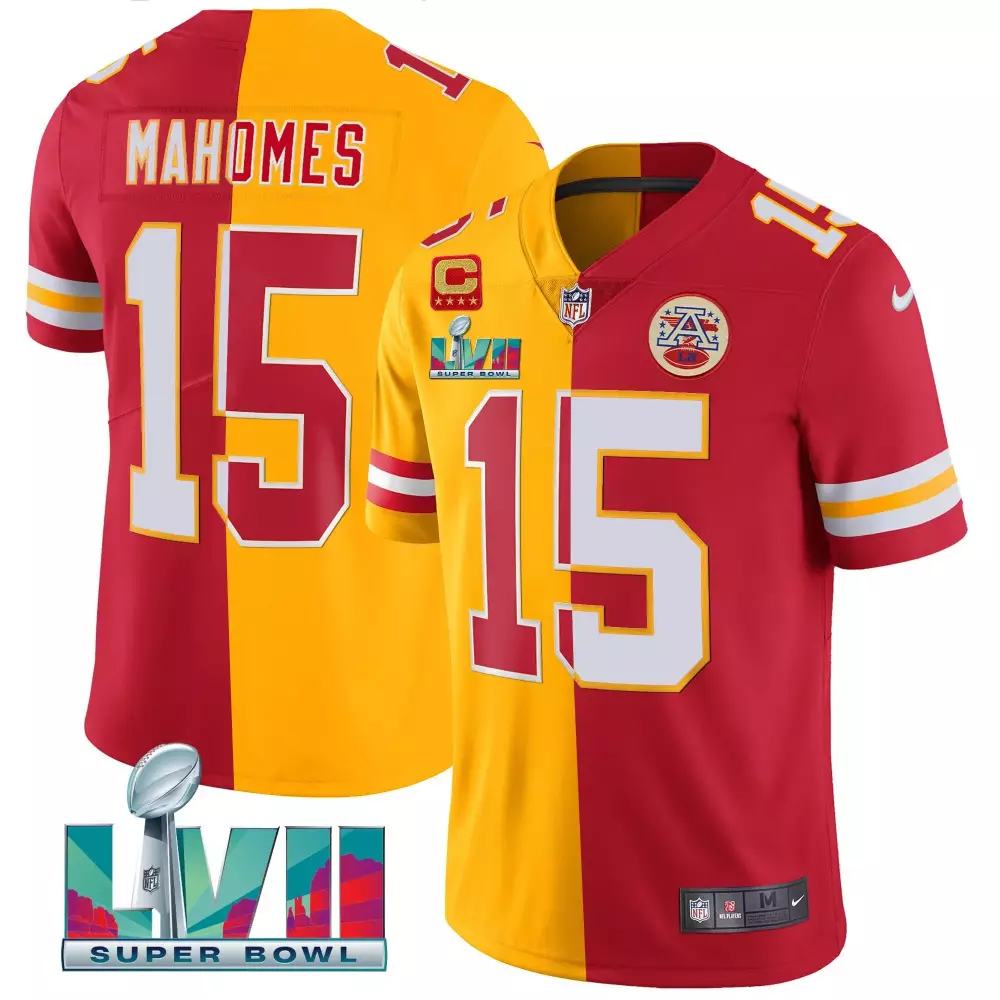 Patrick Mahomes 15 Jersey Red Super Bowl Lvii Kansas City Chiefs Men Split Design