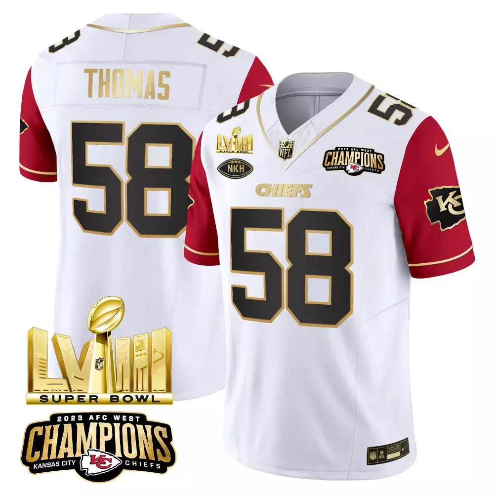 Thomas Male 58 Kansas City Chiefs Jersey White Super Bowl Lvii 2023 AFC West Champions