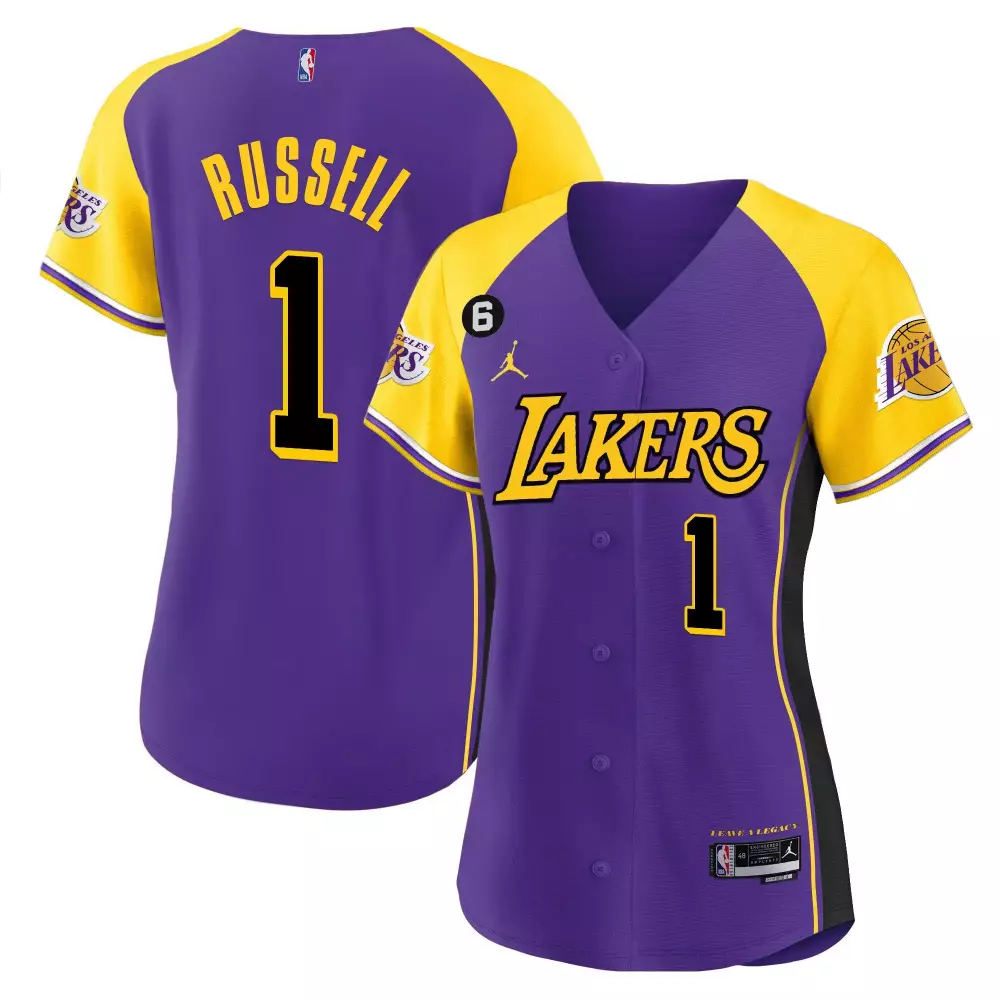 Russell Westbrook 1 Jersey Purple City Connect Los Angeles Lakers Men Yellow Black