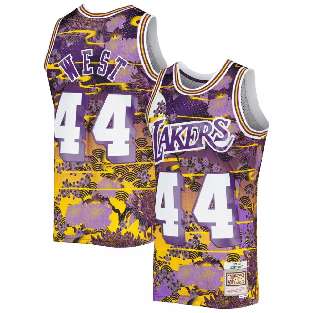 Jerry West 44 Lakers Jersey Purple Mitchell & Ness Hardwood Classics Men Alternate