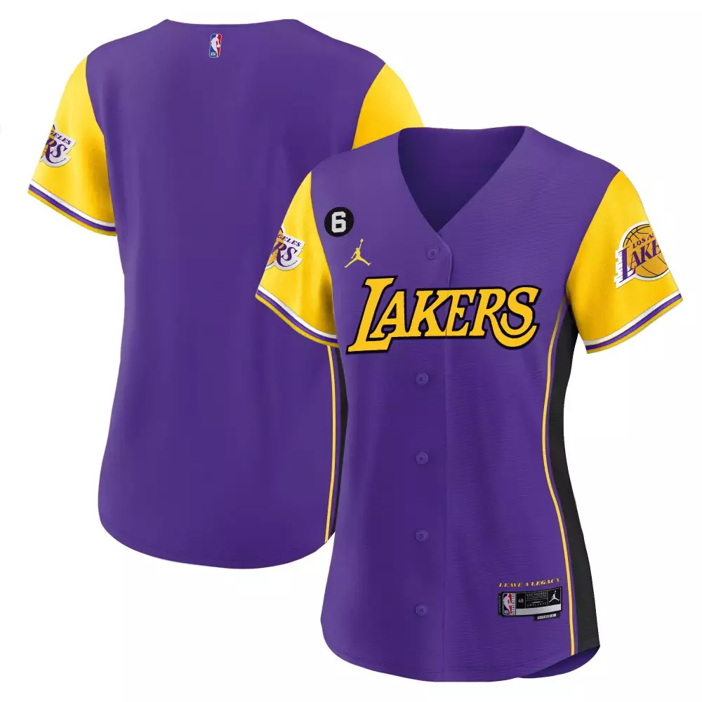 Lebron James 6 Los Angeles Lakers Jersey Purple Legacy Men Yellow Black All Stitched