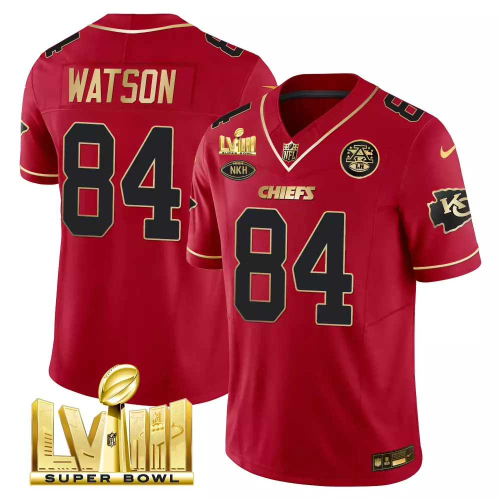 Tre Watson 84 Chiefs Jersey Red Super Bowl Lviii Nkh Men Gold Black All Stitched