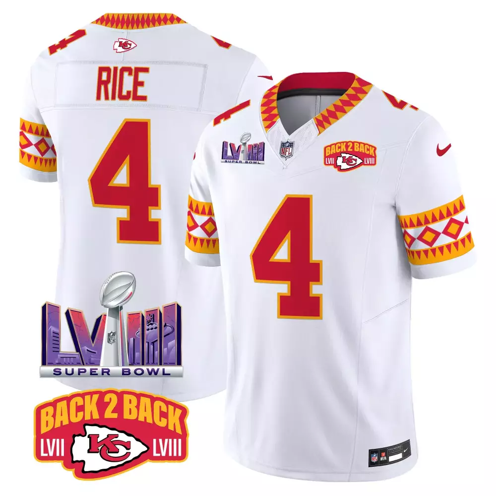 Rashee Rice 4 Kansas City Chiefs Jersey White Super Bowl Lviii Champions Men Authentic