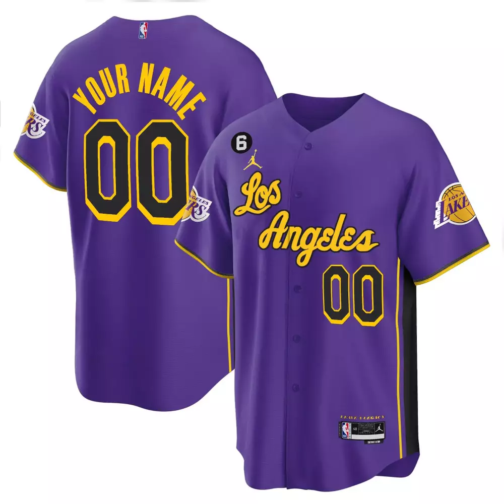 Custom Los Angeles Lakers Jersey Purple Legacy Men Yellow Black All Stitched Vapor