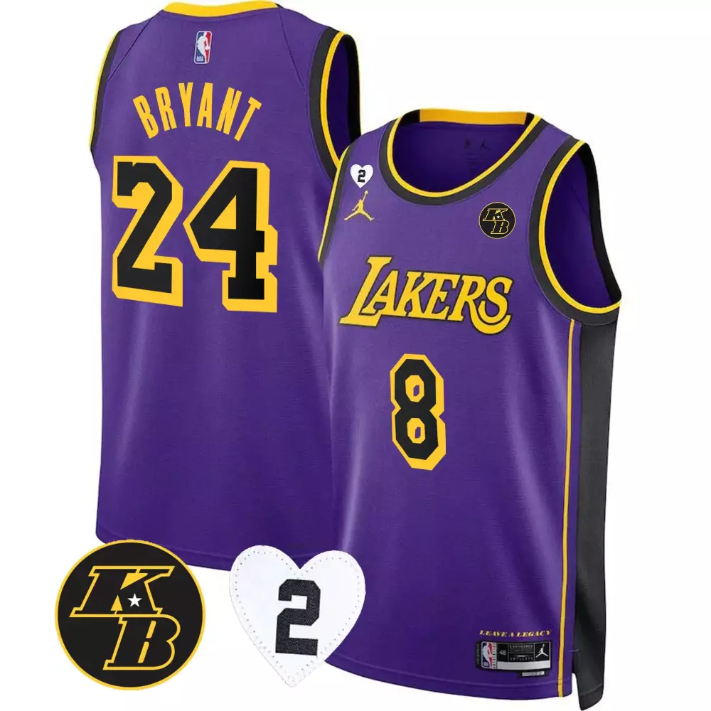 Kobe Bryant 24 Lakers Jersey Purple Mamba Day Leave Legacy Men Yellow Black All Stitched