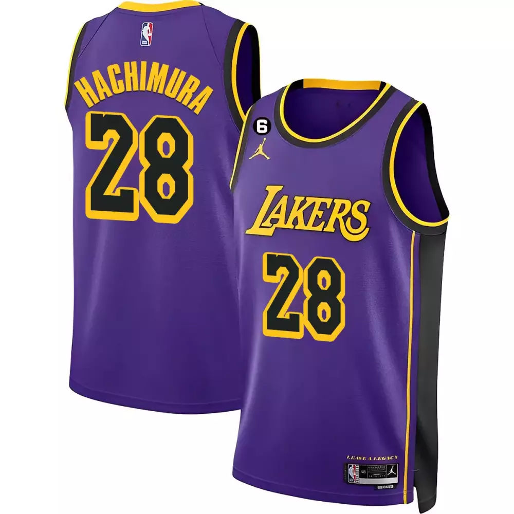 Rui Hachimura 28 Lakers Jersey Purple Leave Legacy Men Yellow Black Collection All