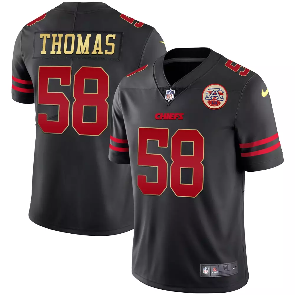 R Mason 58 Chiefs Jersey Black Afl Men Player Red Gold Stitched