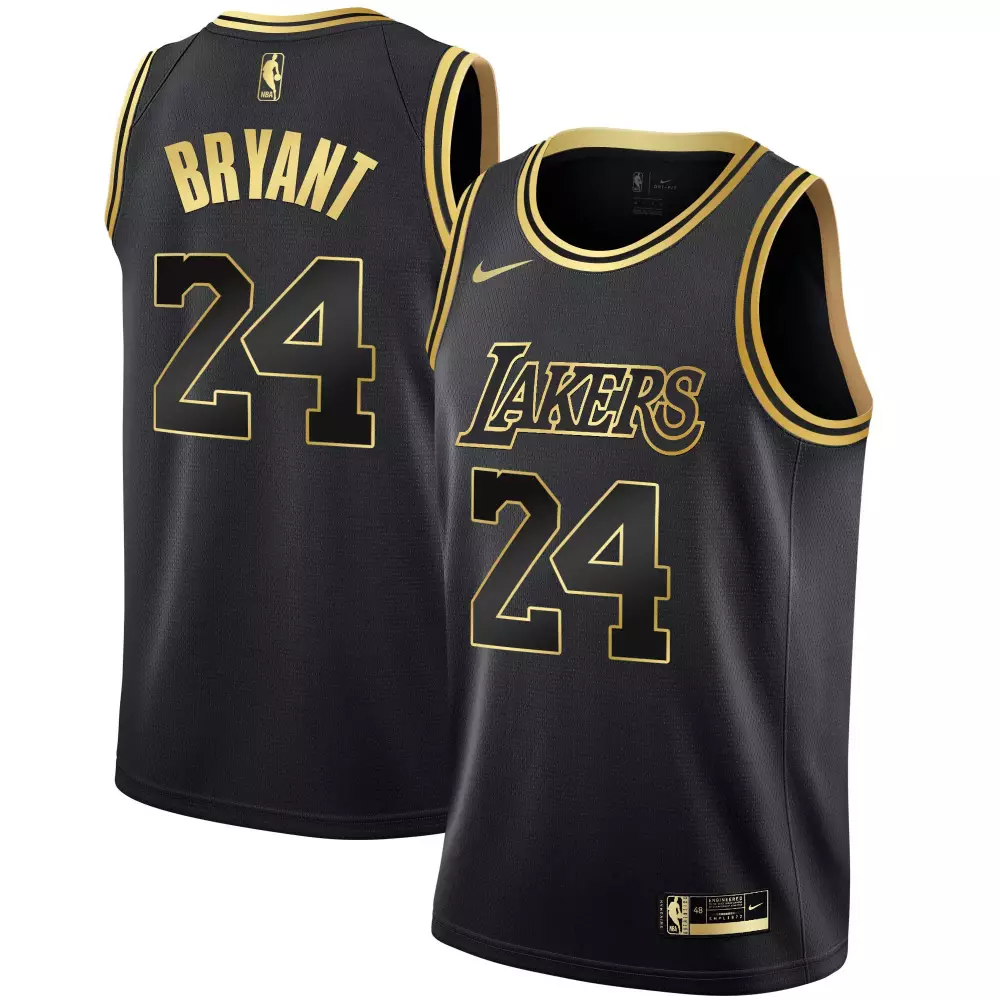 Kobe Bryant 24 Lakers Jersey Black Men Standard Gold Limited All Stitched