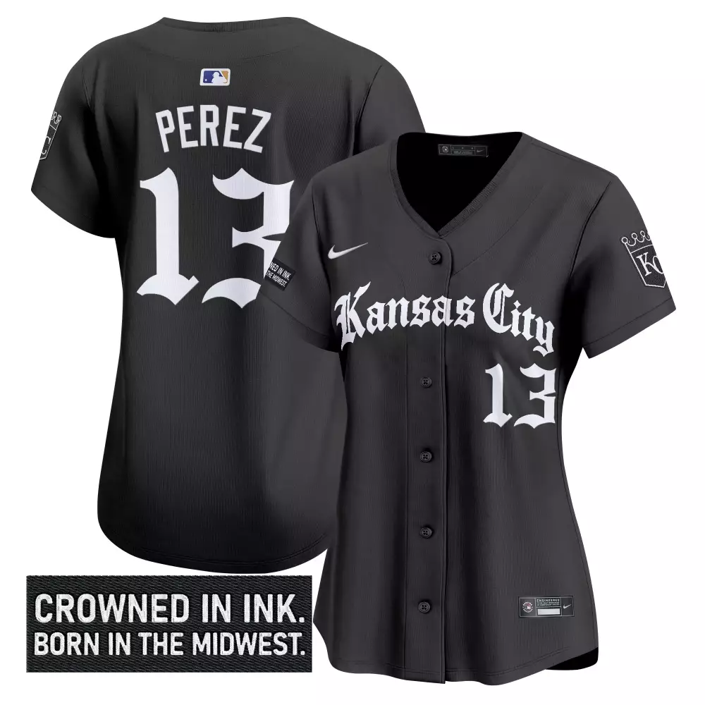 Perez Crowned 13 Jersey Black City Connect Kansas Royals Men White Vapor Premier