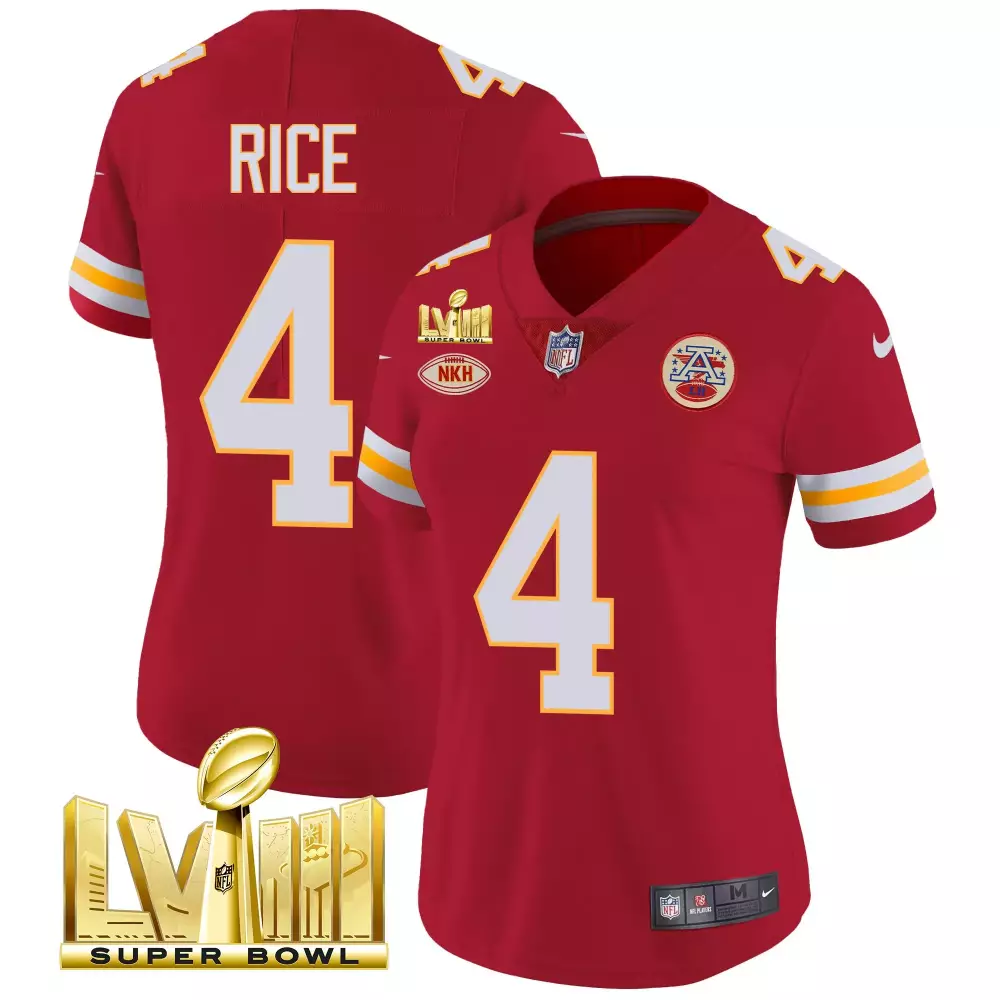 Rashee Rice 4 Kansas City Chiefs Jersey Red Super Bowl Lvii Nkh Men NFL White Yellow