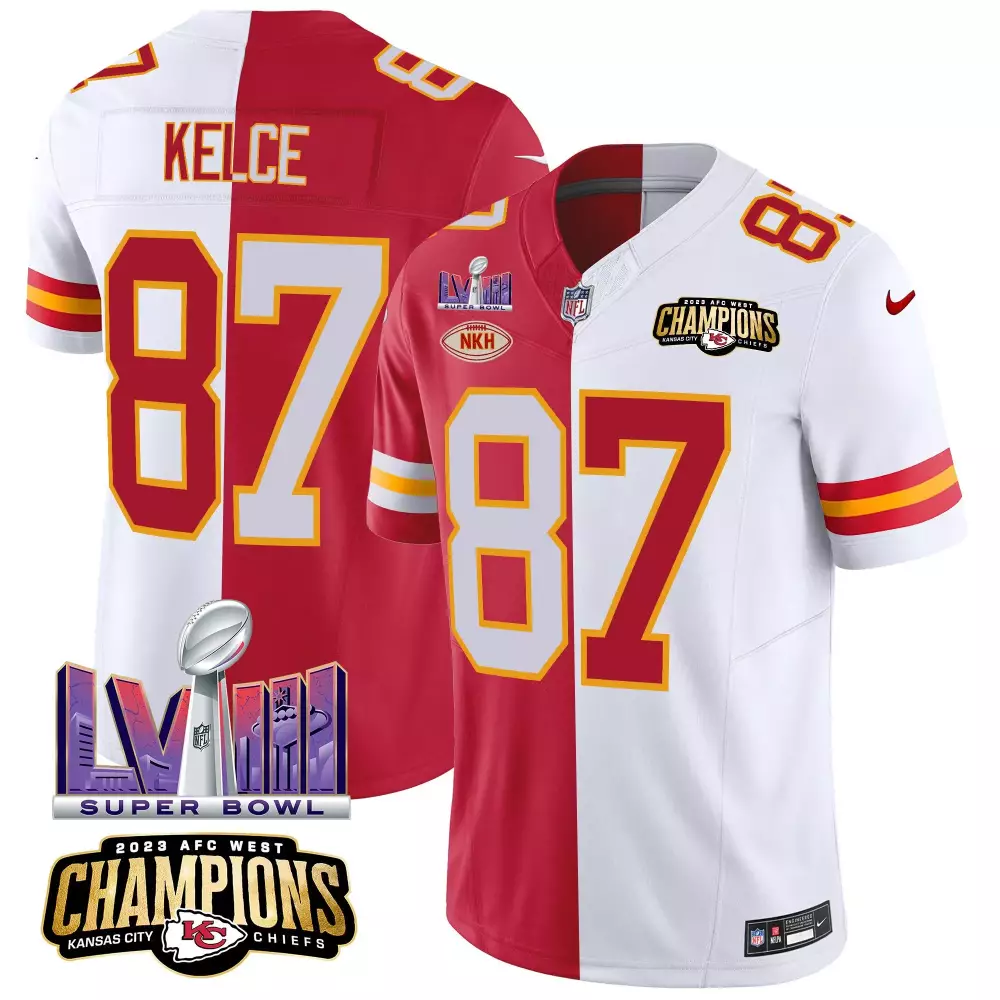 Travis Kelce 87 Jersey Red Super Bowl Champions Kansas City Chiefs Lvii AFC West 2023