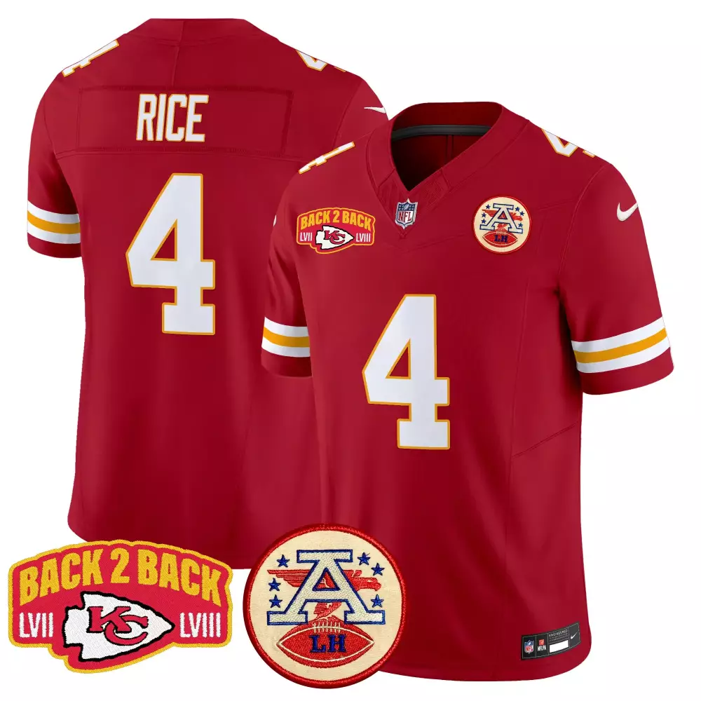 Rashee Rice 4 Kansas City Chiefs Jersey Red Back 2 Super Bowl Lvii Champions Lviii