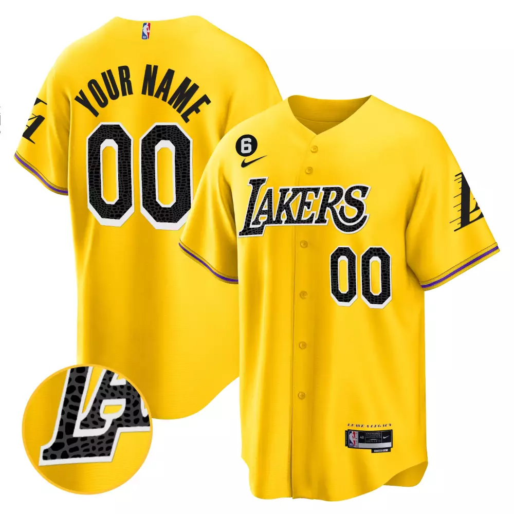 Custom Lakers Jersey Yellow Men Black Purple Stitched Unisex