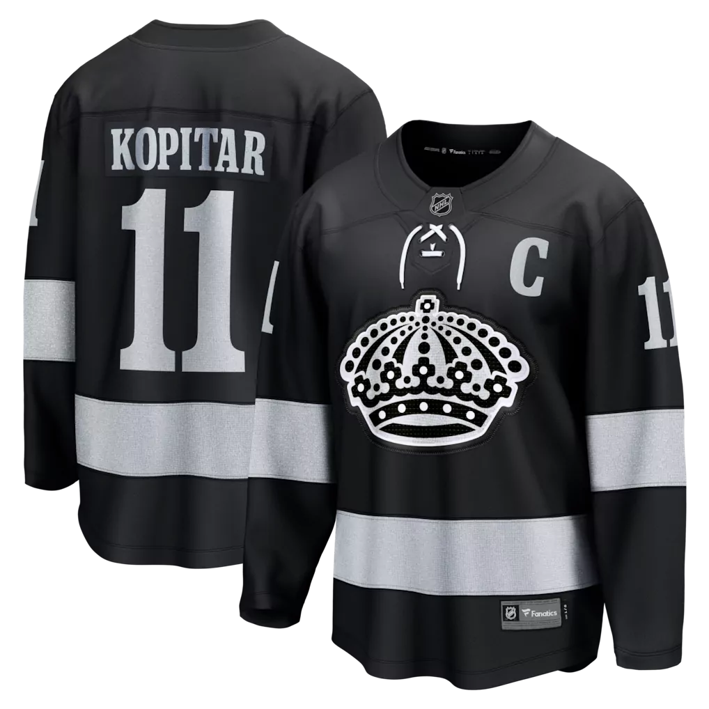Anze Kopitar 11 Los Angeles Kings Jersey Black Men Ice Silver White Alternate Breakaway