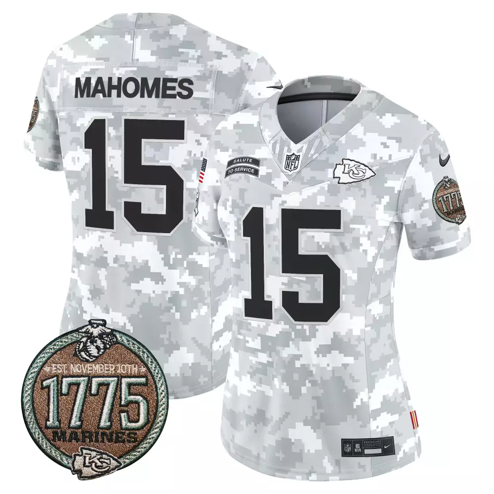 Patrick Mahomes 15 Jersey White Salute To Service Kansas City Chiefs 1775 Marines