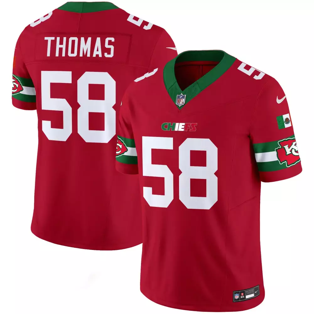 Derrick Thomas 58 Chiefs Jersey Red Mexico Flag Men Alternate Custom Design Green