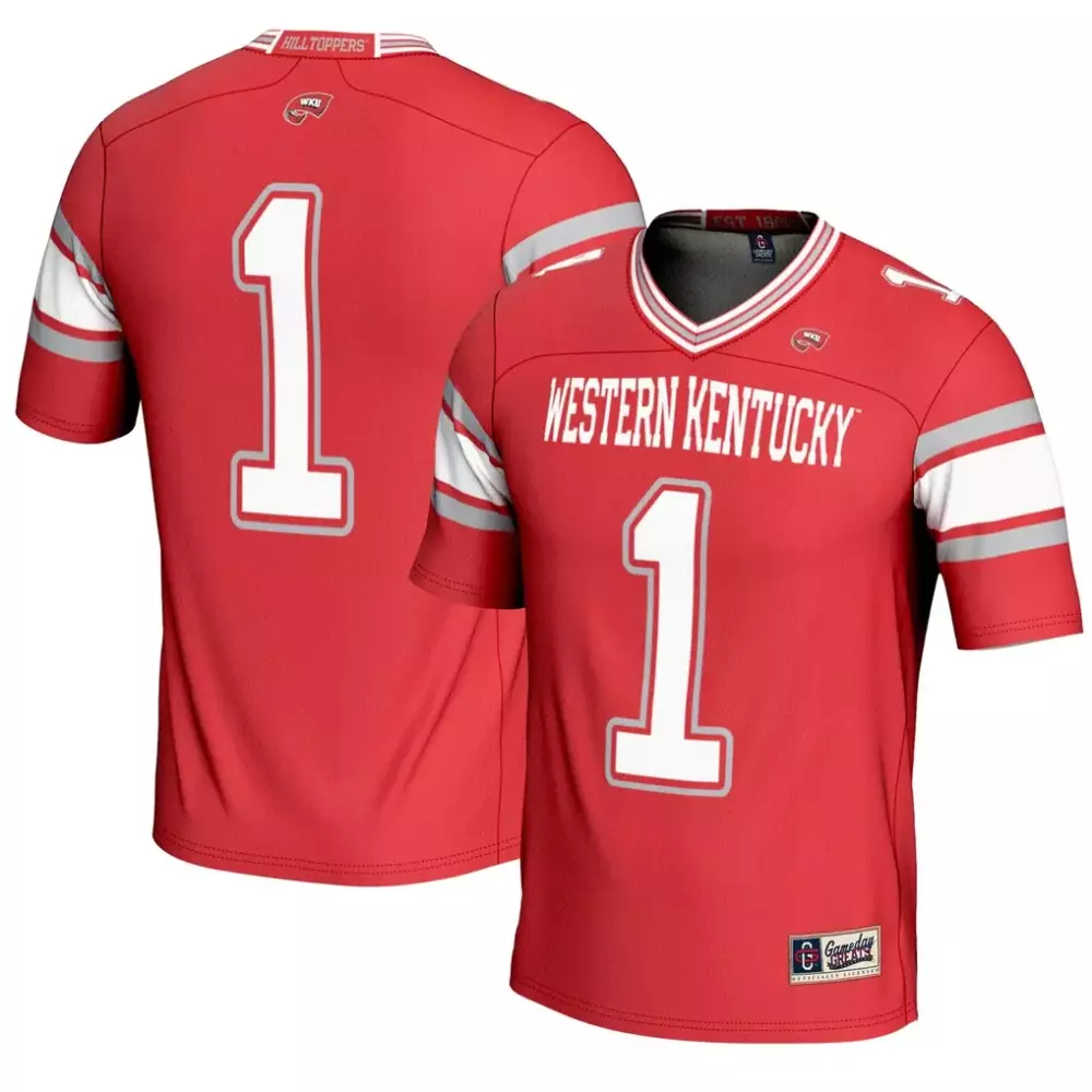 Western Kentucky 1 Jersey Red Hilltoppers Wku Men White Gray Gameday