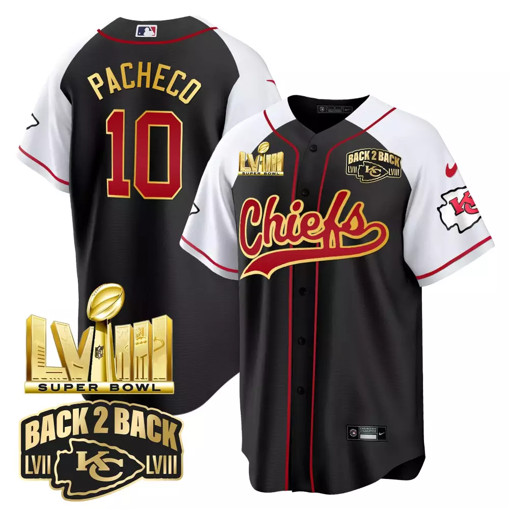 Isiah Pacheco 10 Chiefs Jersey Black Super Bowl Lviii Champions Men White Red Gold