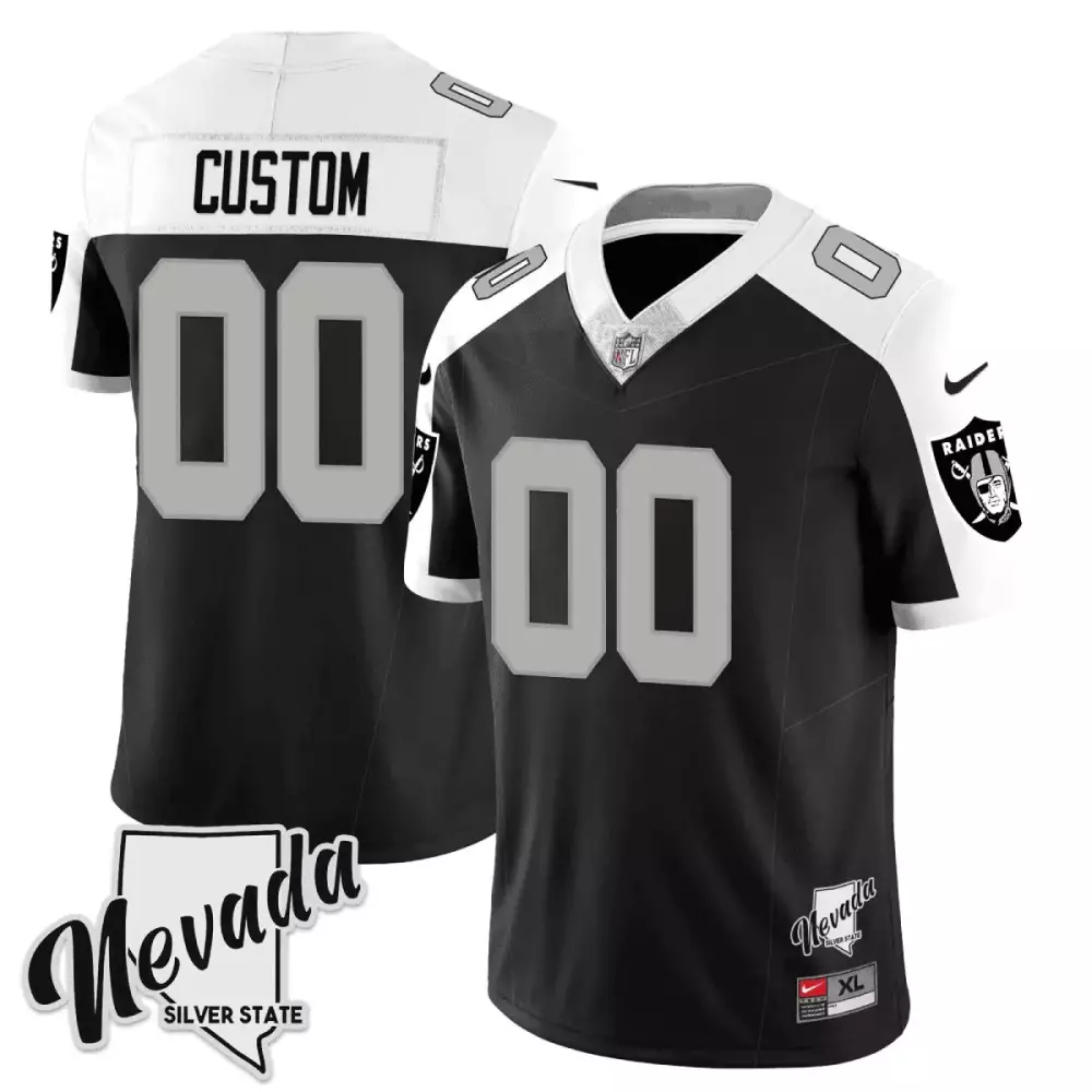 Custom Las Vegas Raiders Jersey Black Nevada Silver State Men White Alternate Vapor