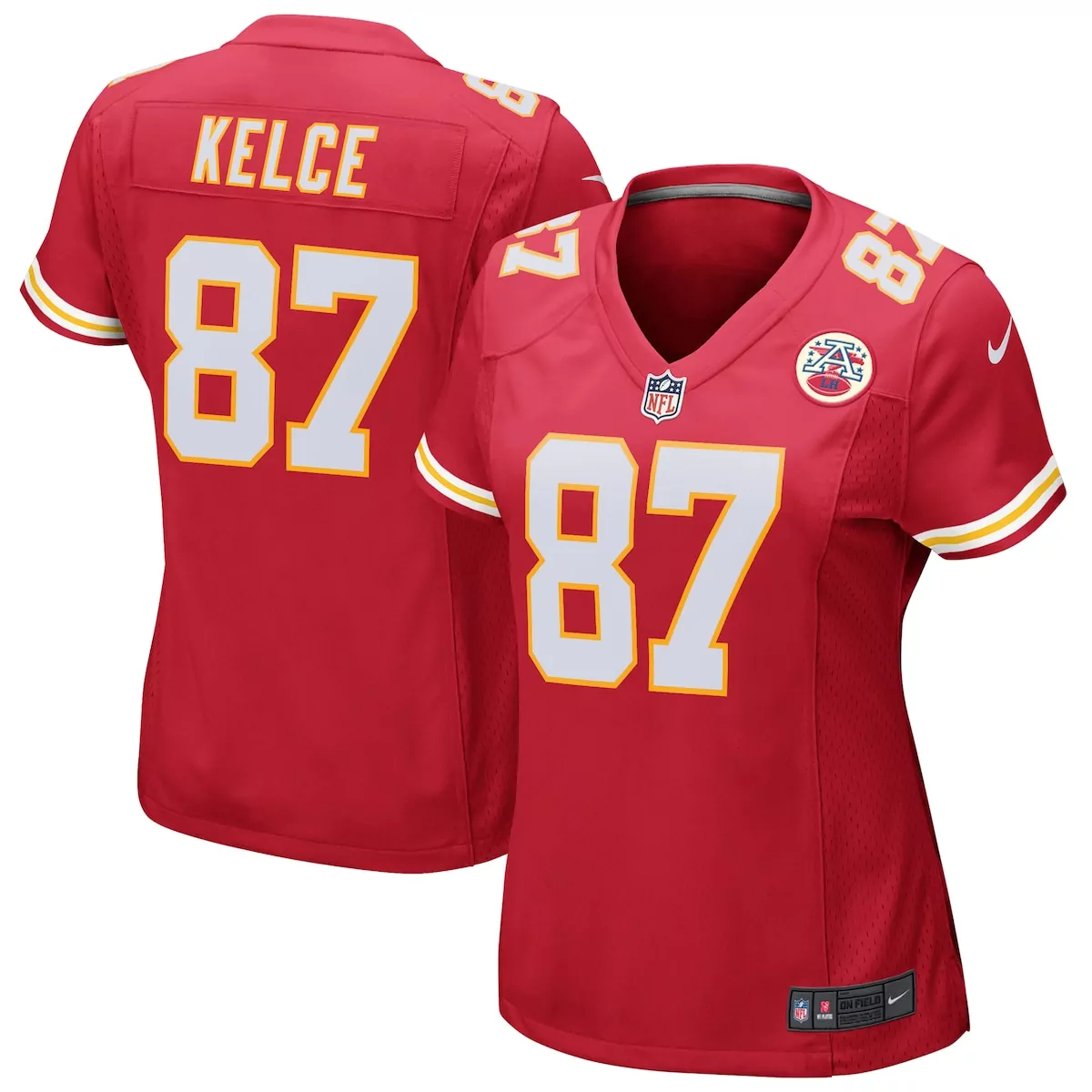 Travis Kelce 87 Jersey Red Kansas City Chiefs Afl 50th Anniversary Women Game White