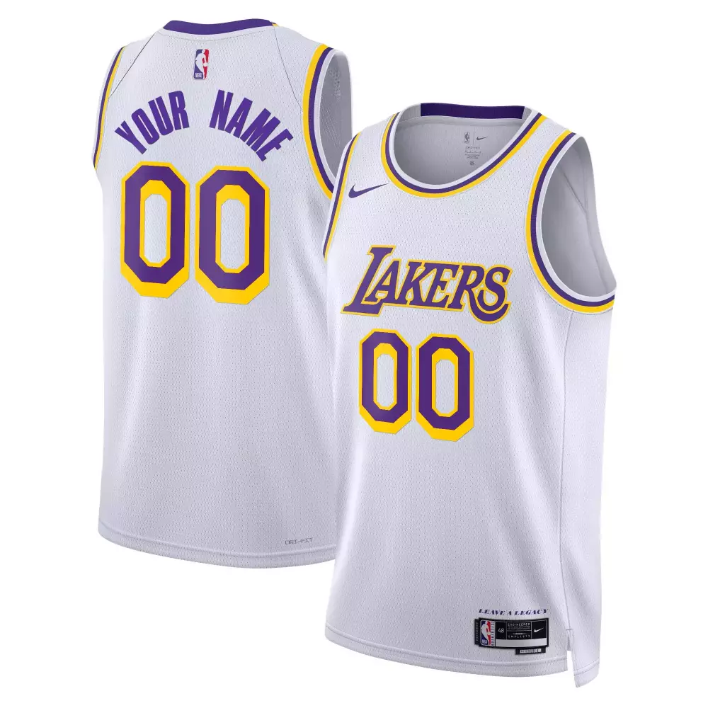 Custom Lakers Jersey White Men Purple Yellow Swingman All Stitched