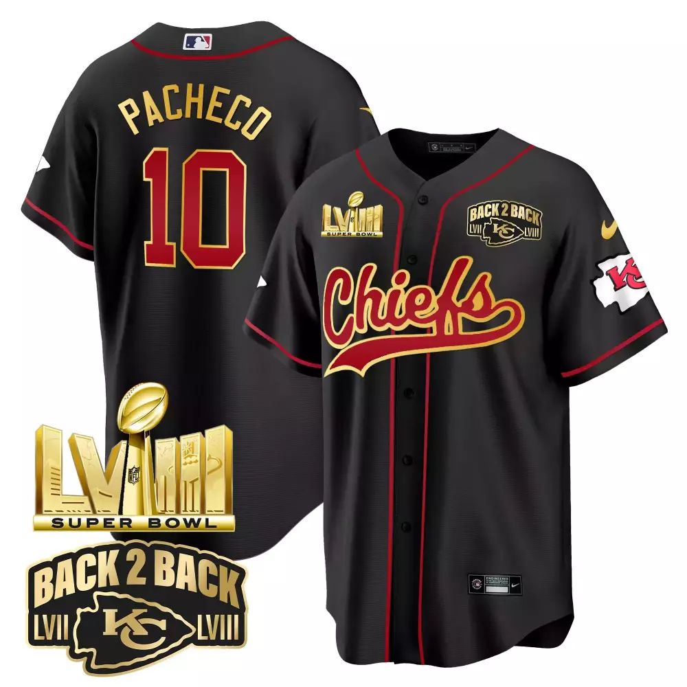 Pacheco Lvii 10 Chiefs Jersey Black Super Bowl Champions Lviii 2023 Men Red Gold