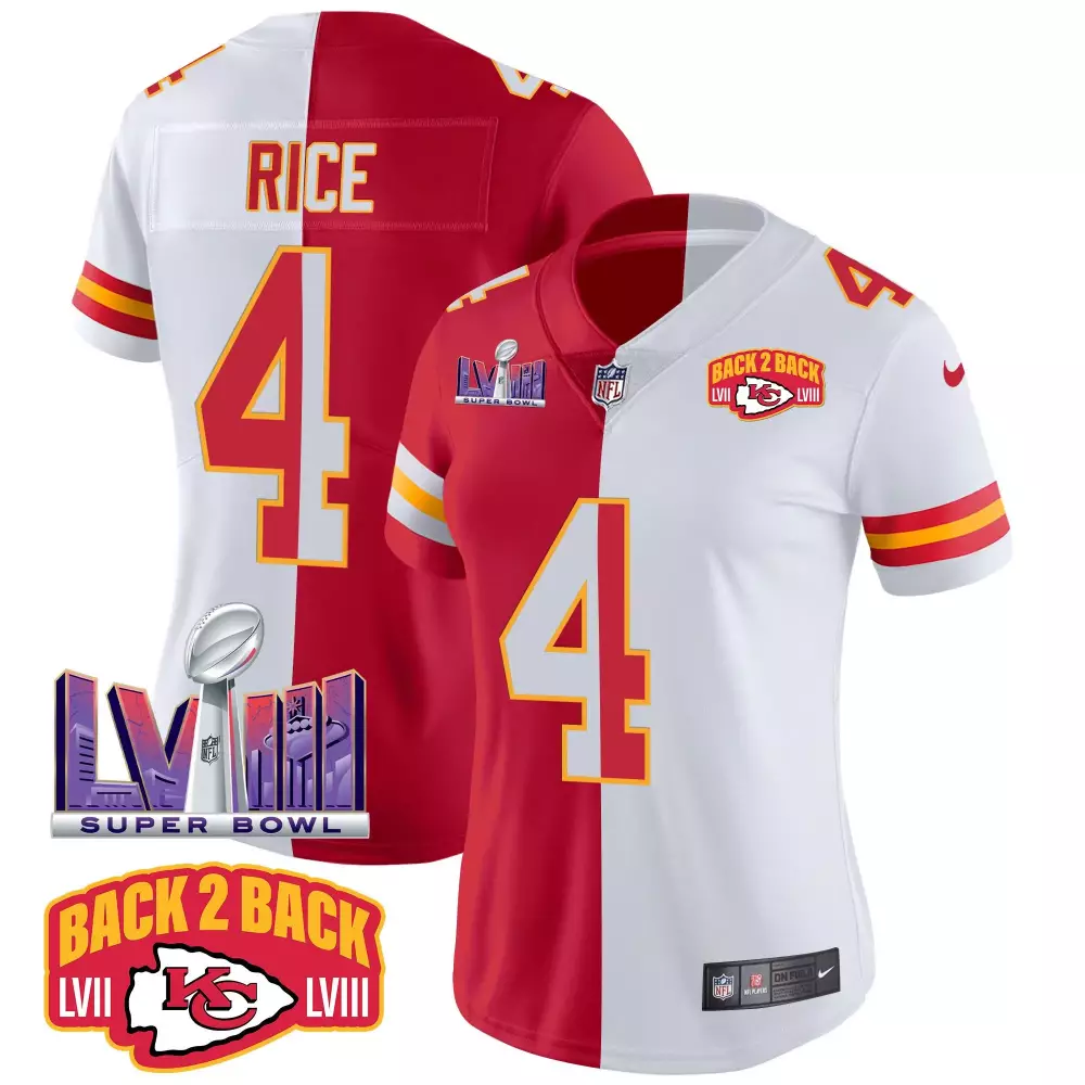 Rashee Rice 4 Kansas City Chiefs Jersey Red Back 2 Super Bowl Lvii Lviii 2023 Men