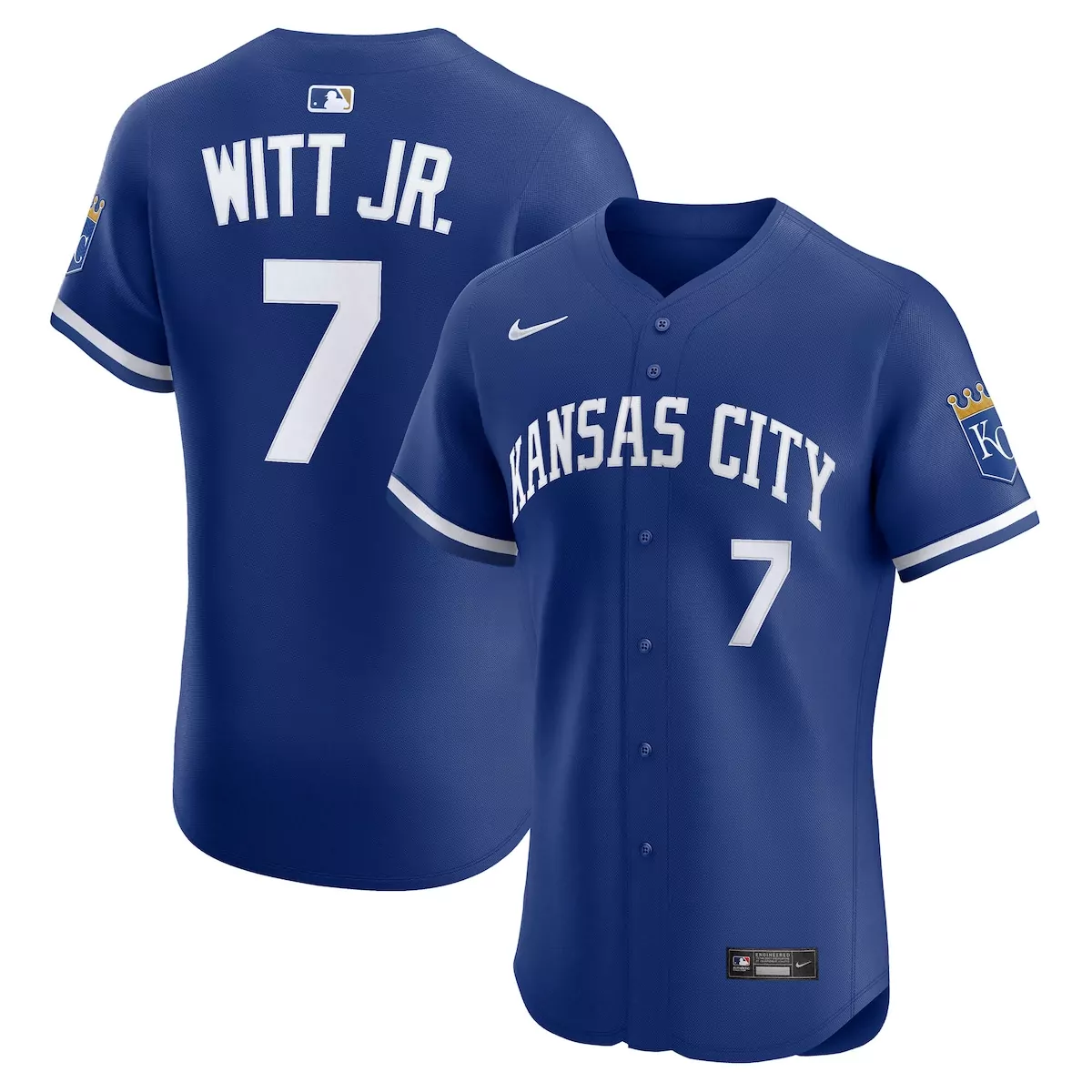 Bobby Witt Jr. 7 Jersey Royal Blue Kansas City Royals Men White Alternate Elite
