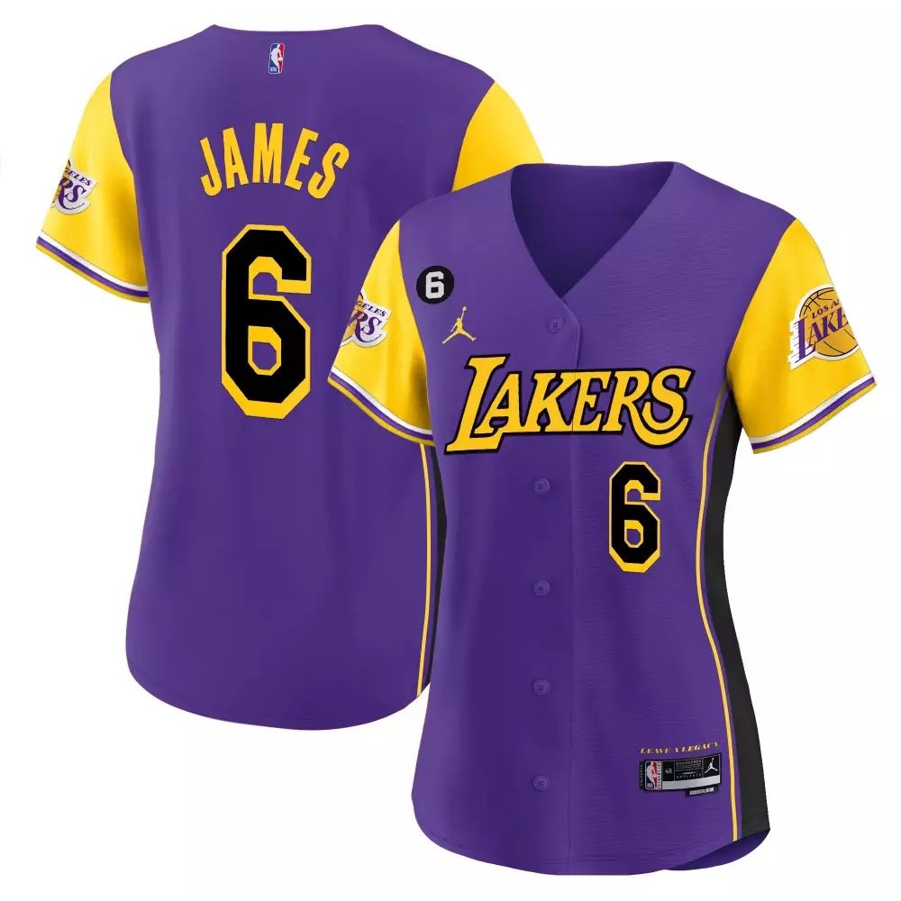 Lebron James 6 Lakers Jersey Purple Los Angeles Licensed Product Men Yellow Black