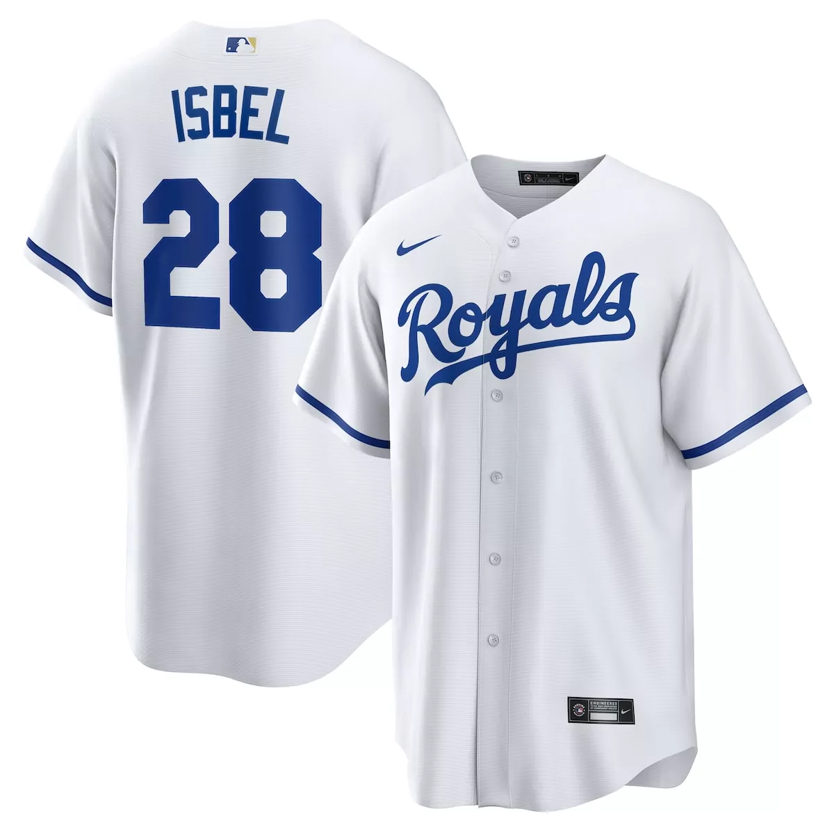 Kyle Isbel 28 Royals Jersey White Men MLB Royal Blue Home