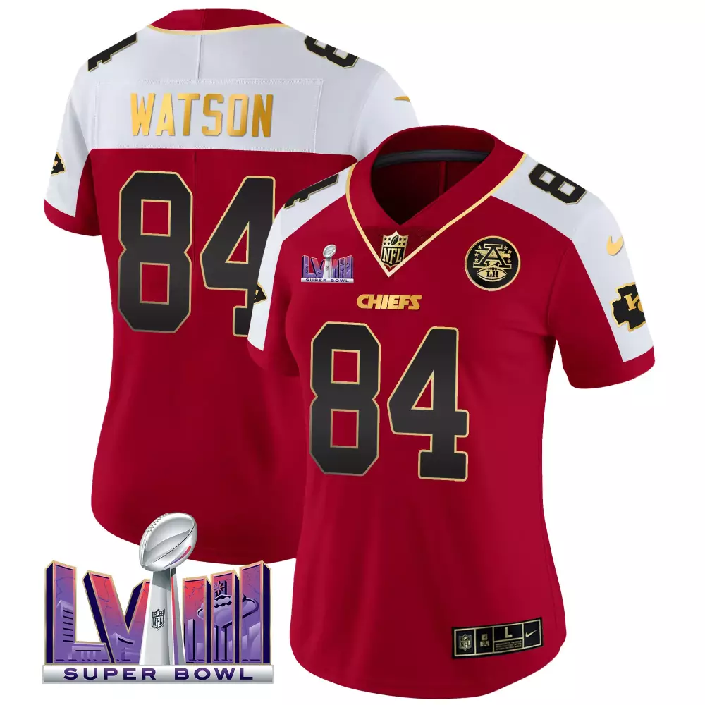 Tre Watson 84 Chiefs Jersey Red Super Bowl Lviii Men NFL Alternate White Black All