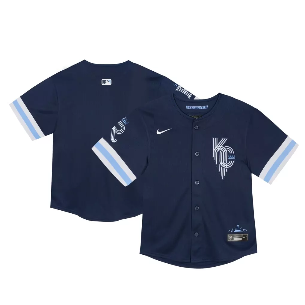 Greinke Kc Kansas City Royals Jersey Navy Connect Men Custom Design Light Blue White