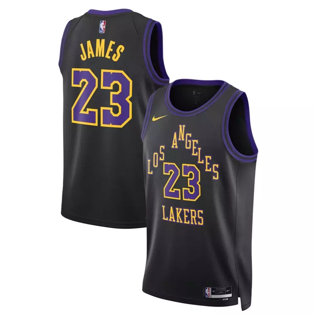 Lebron James 23 Jersey Black Los Angeles Lakers Men Purple Gold Unisex Swingman