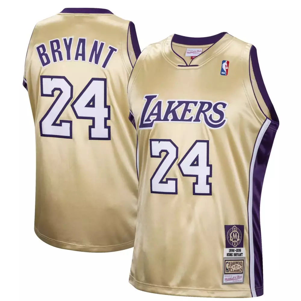 Kobe Bryant 24 Lakers Jersey Gold Mitchell Ness Hardwood Classics 2016 Men Swingman